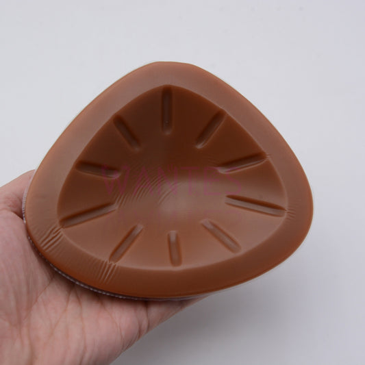 Single piece Breathable Triangle tan Silicone Bra Pads, Soft and Comfortable