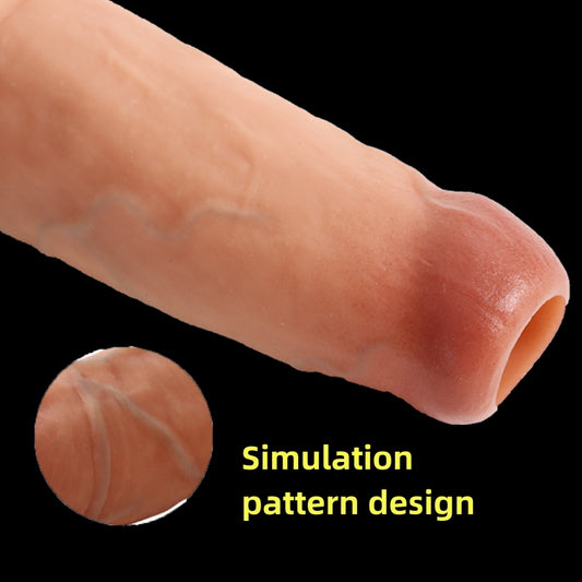 Singel Piece Penis Sleeve Silicone Penis Cover, Increase Coarseness Time Simulation Dildo Soft Silicone Supplies Educational Sex Toy