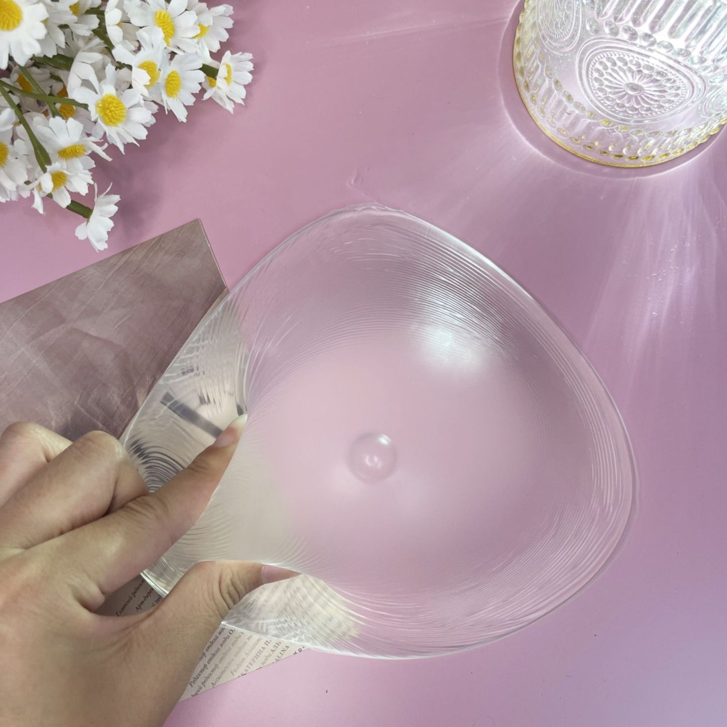 Single Piece Breathable Triangle Clear Silicone Bra Pads, Soft and Comfortable