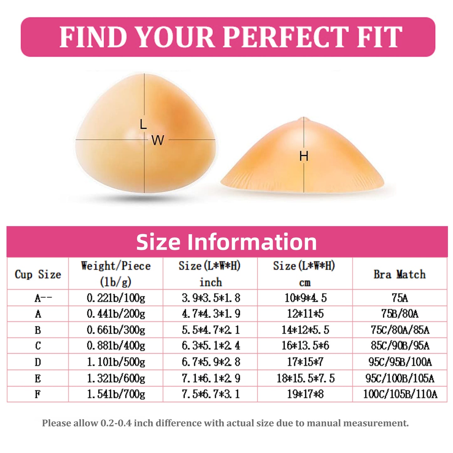 Singel Piece Silicone Breast Form Silicone Bra Inserts Mastectomy Prosthesis
