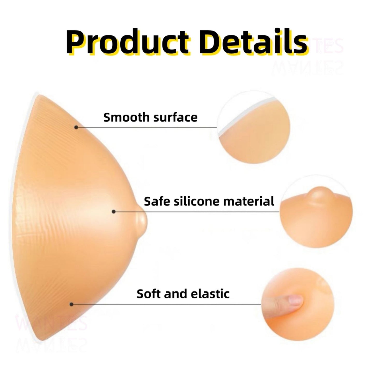 Single Piece Breathable Triangle Pearl Particle Breathable Beige Breast Bra Pads