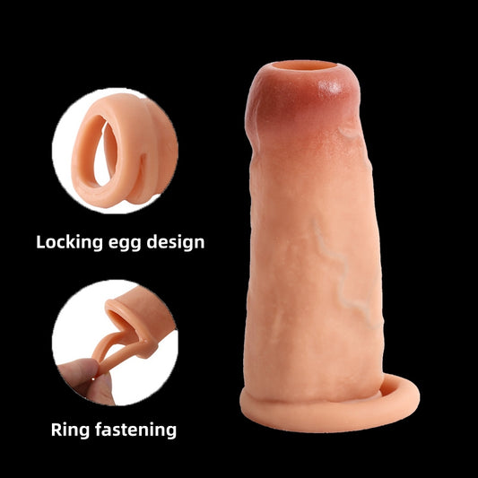 Singel Piece Penis Sleeve Silicone Penis Cover, Increase Coarseness Time Simulation Dildo Soft Silicone Supplies Educational Sex Toy