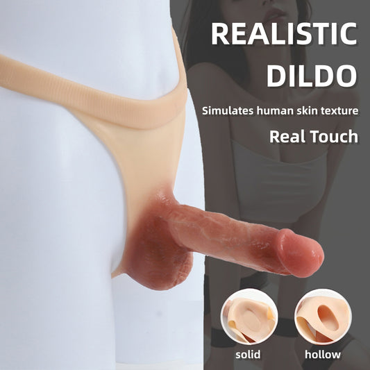 Single Piece Silicone Wearable Undergarment with Large Dildo - Realistic Skin Texture, G-Spot Stimulator, Vaginal Massage, Privacy Adult Toy, Enhances Intimacy, Suitable for All Genders