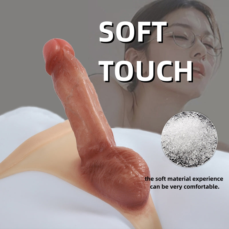 Single Piece Silicone Wearable Undergarment with Large Dildo - Realistic Skin Texture, G-Spot Stimulator, Vaginal Massage, Privacy Adult Toy, Enhances Intimacy, Suitable for All Genders