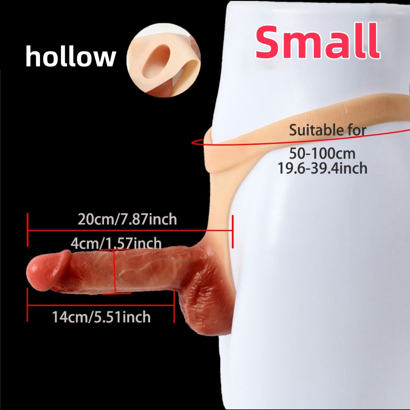 Single Piece Silicone Wearable Undergarment with Large Dildo - Realistic Skin Texture, G-Spot Stimulator, Vaginal Massage, Privacy Adult Toy, Enhances Intimacy, Suitable for All Genders