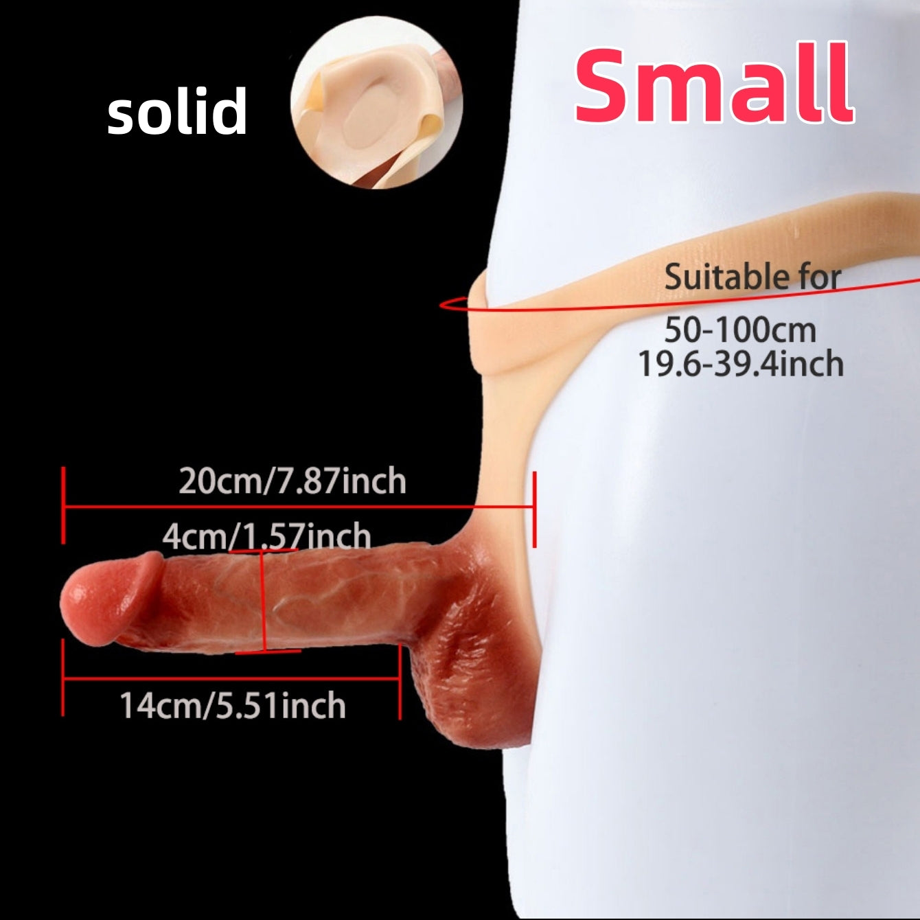Single Piece Silicone Wearable Undergarment with Large Dildo - Realistic Skin Texture, G-Spot Stimulator, Vaginal Massage, Privacy Adult Toy, Enhances Intimacy, Suitable for All Genders
