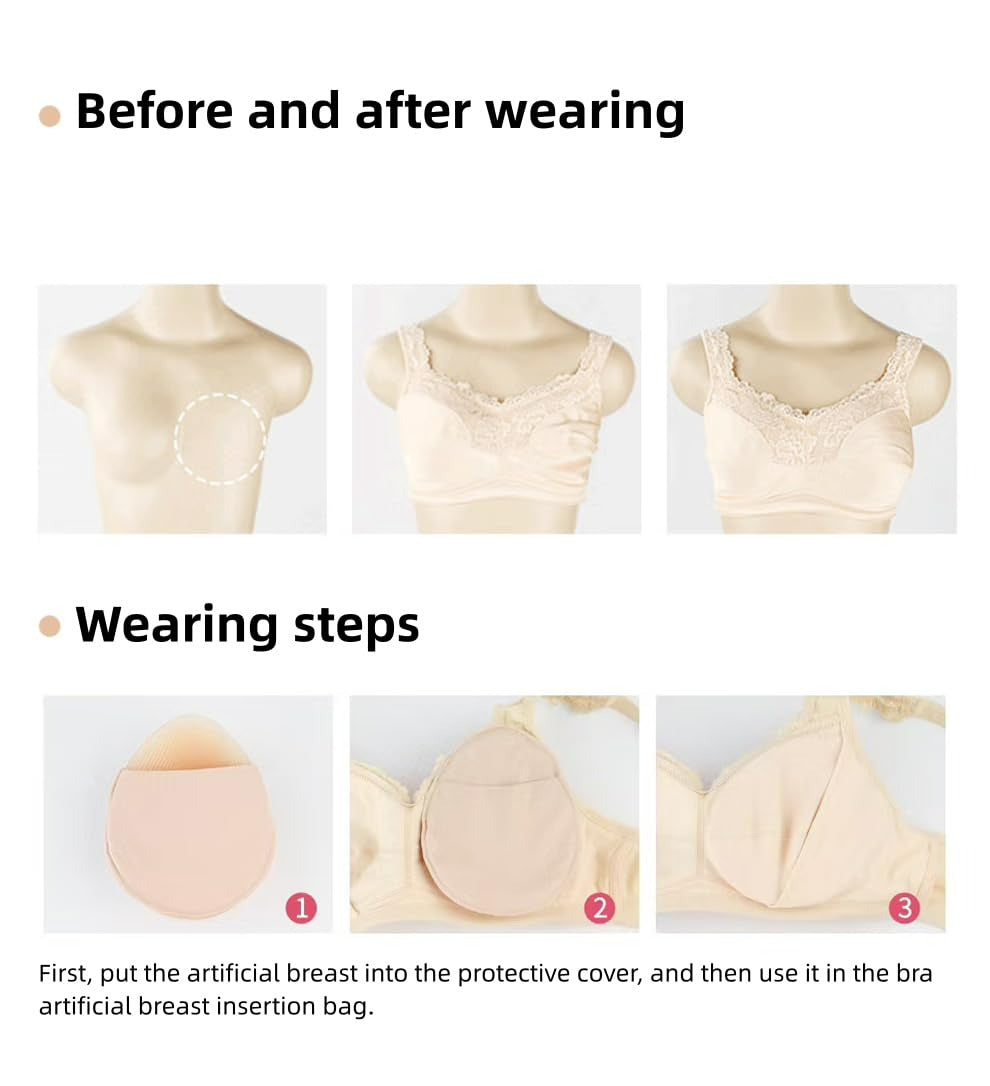 Single Piece Breathable Water droplet Beige Silicone Bra Pads, Soft&Comfortable