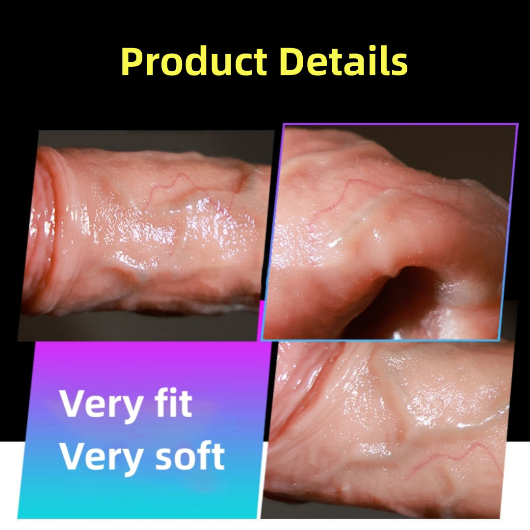 Singel Piece Penis Sleeve Silicone Penis Cover, Increase Coarseness Time Simulation Dildo Soft Silicone Supplies Educational Sex Toy