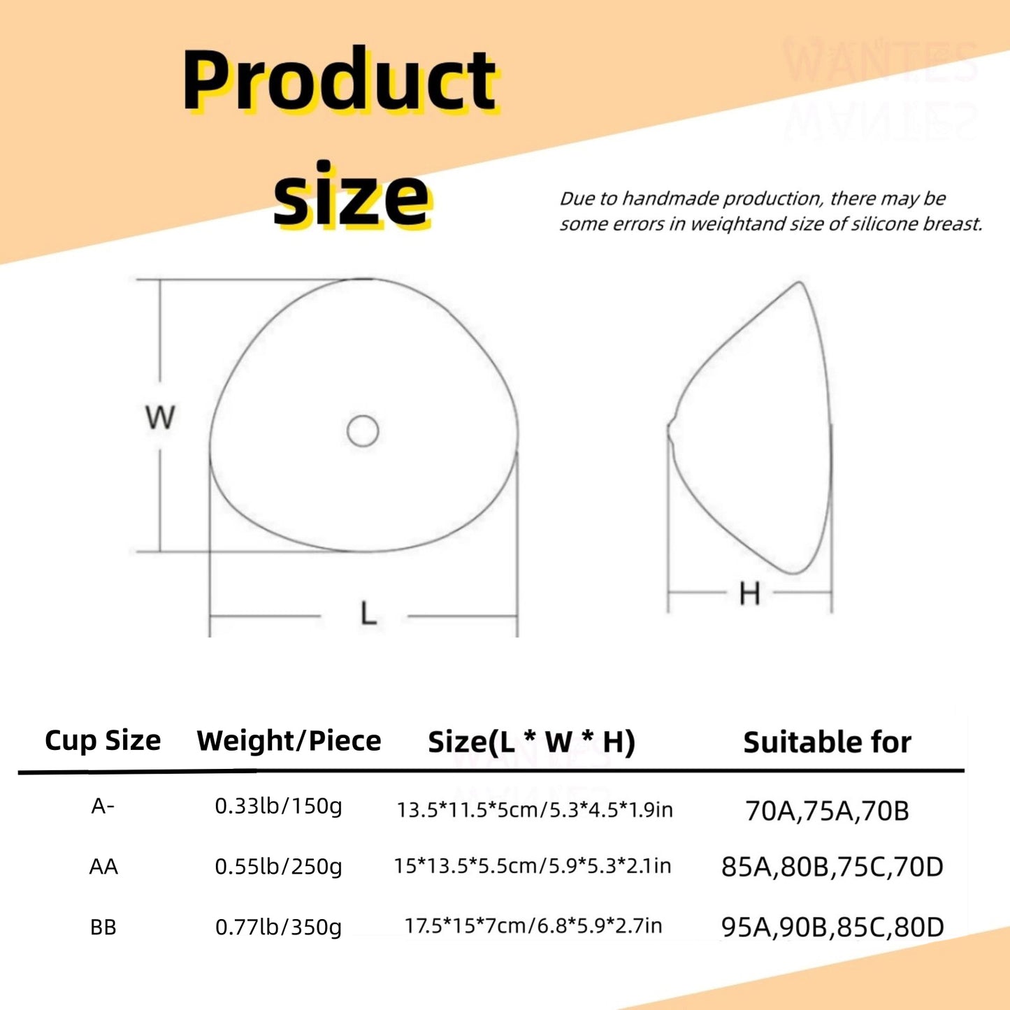 Single Piece Breathable Triangle Pearl Particle Breathable Beige Breast Bra Pads